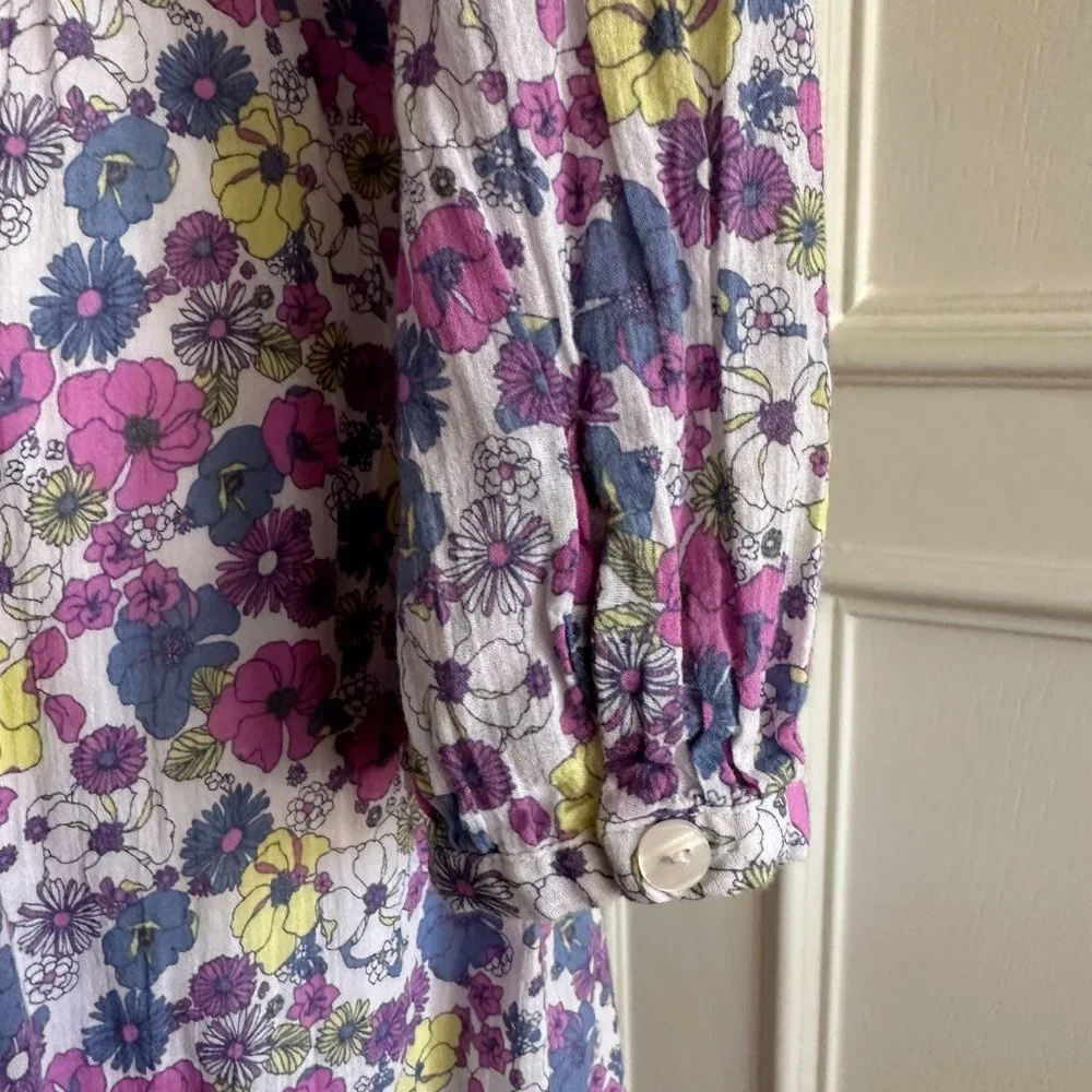 Spring Mod Cloth Ruffling For Flowers Midi Dress, Size 14 - Picture 12 of 15